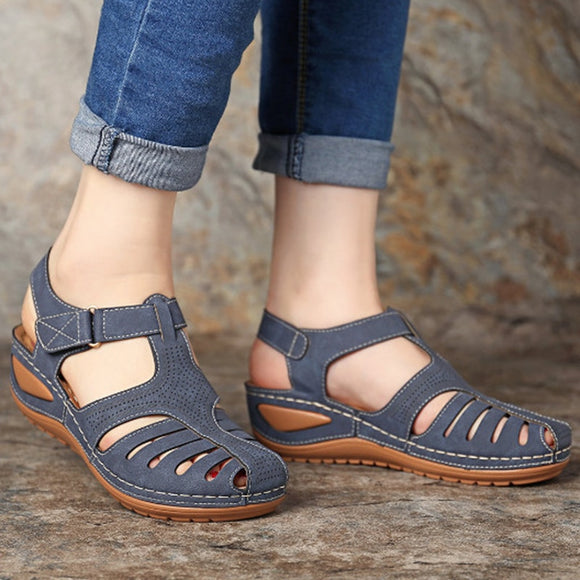 Shawbest-Woman Summer Leather Vintage Sandals