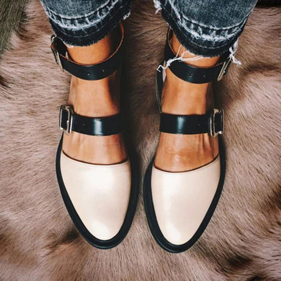 Shawbest-Women Buckle Retro Flats Sandals