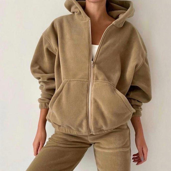 Shawbest-Women Casual Long Sleeve Hooded Tracksuit