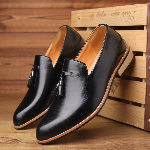Shawbest - Pointed Toe Soft Leather Men Casual Wedding Shoes